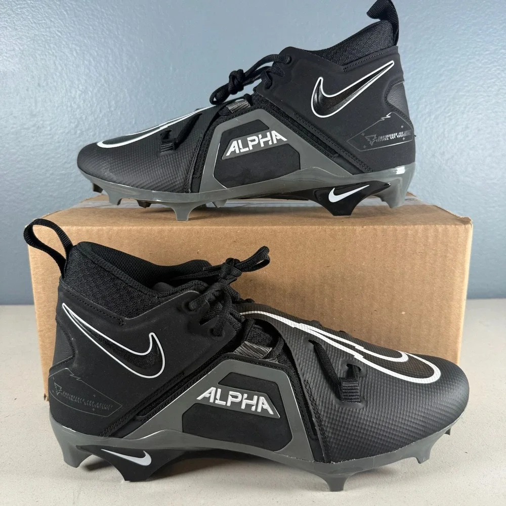 Nike Alpha Menace Pro 3 Mens Football Cleats Black Grey CT6649-010 Size 11.5